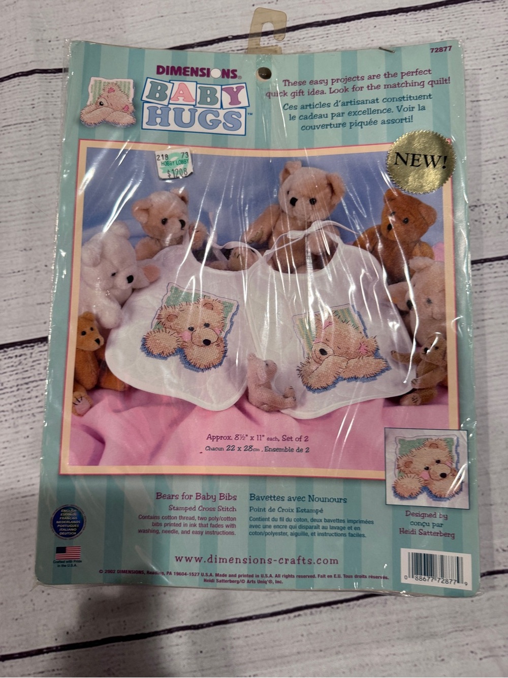Dimensions Bears for Baby Bibs - Blue/Teal Stamped Cross Stitch Kit